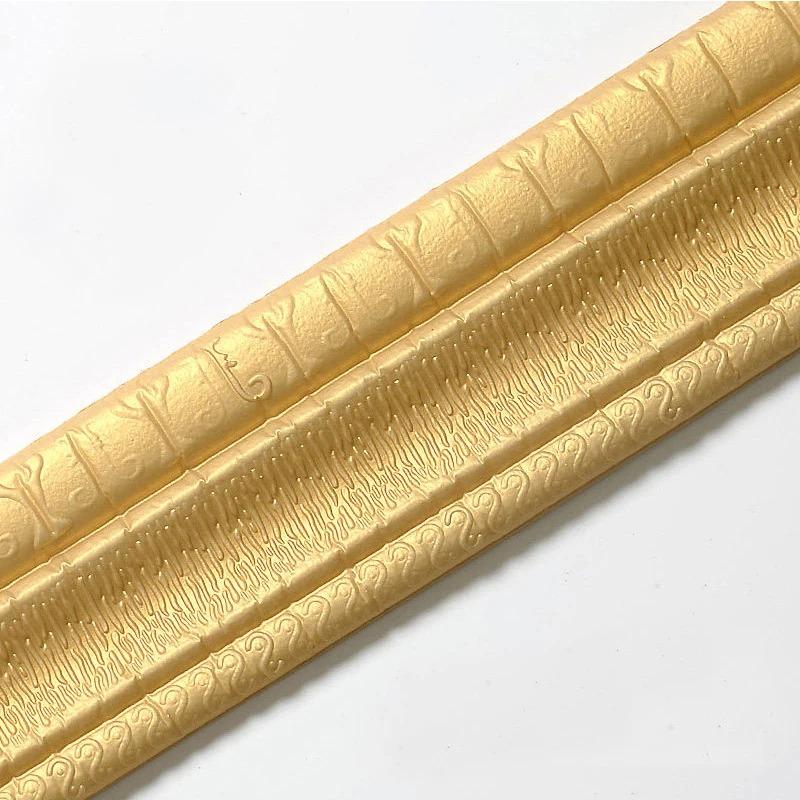 

2.3м 3D узор водонепроницаемые самоклеящиеся обои декоративная линия плинтус линия украшения гостиная настенные наклейки бордюр 1Pcs2.3mX8cm золотой
