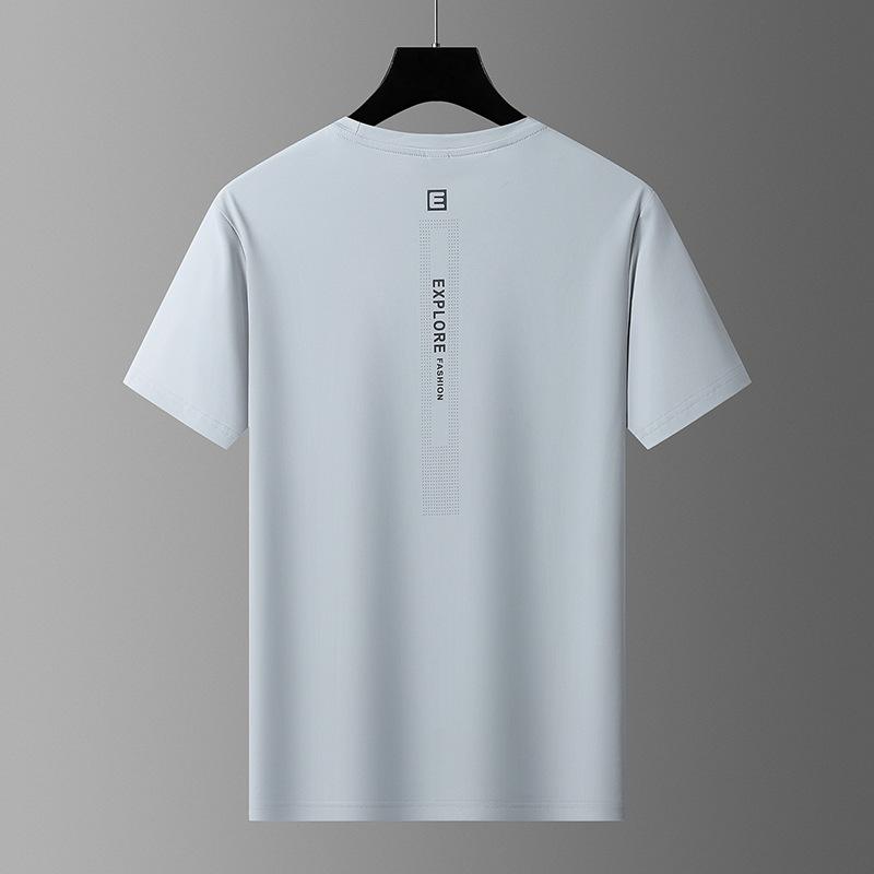 Ice Silk Short-sleeved T-shirt Men's Thin Loose Quick-drying Breathable Large Size Top Sports Casual Mesh Short-sleeved T-shirt