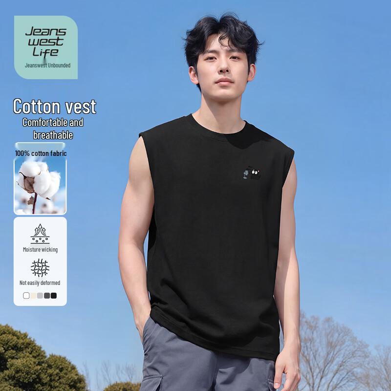 JEANSWEST LIFE Мужской хлопковый жилет без рукавов с принтом JZS Fan Черный кот 3XL