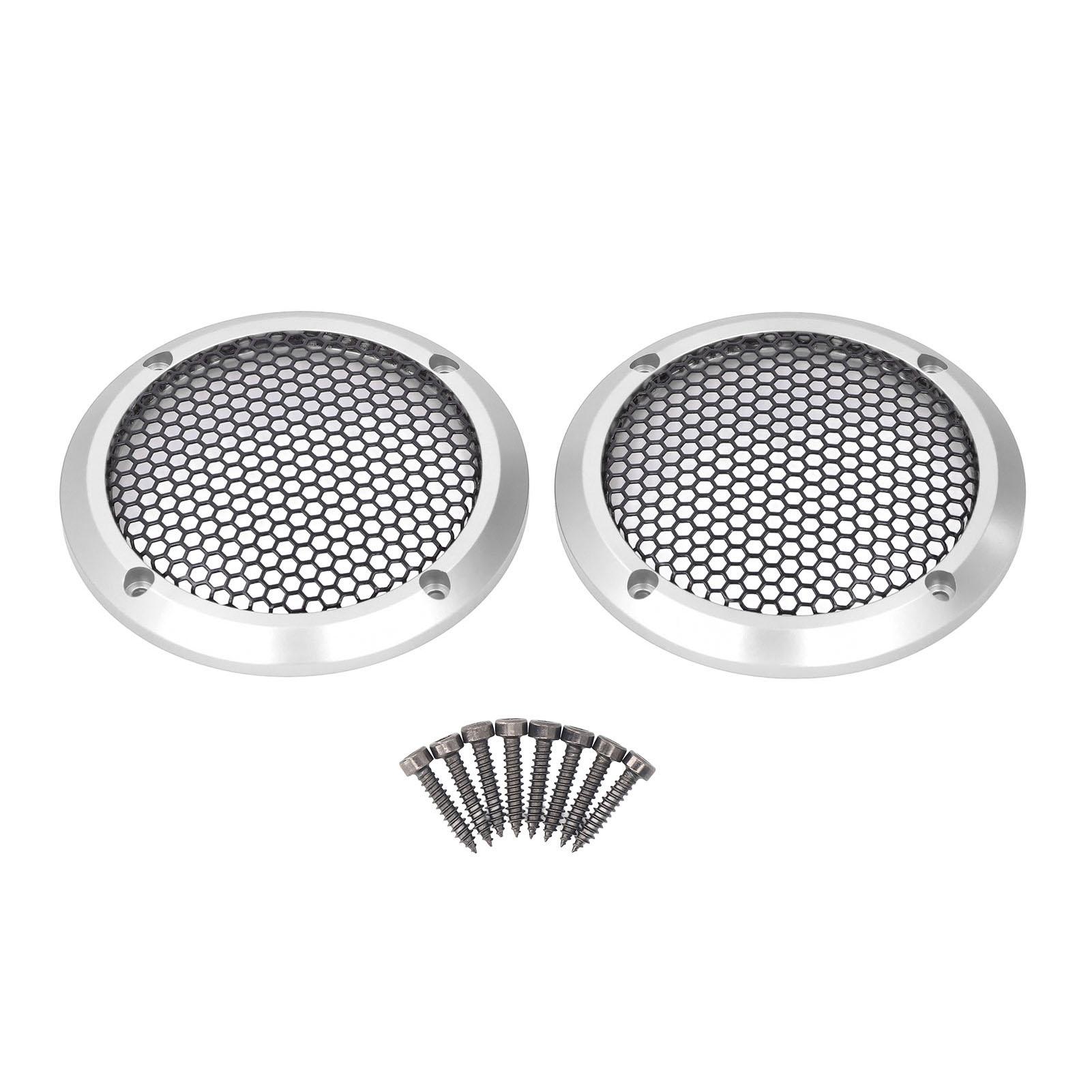 

2 шт. Крышки для динамиков, черная круглая сетка для динамика, декоративная сетка для сабвуфера, защитная решетка для автомобильного динамика Silver