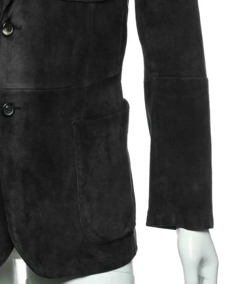 Formal Casual Party Genuine Soft Suede Lambskin Leather Blazer Handmade Stylish