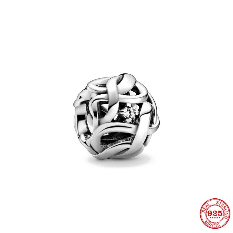 Classic Copperopenwork Love Hearts Woven Infinity Charm Bead For Women Fit Original Bracelet Diy Jewelry Gift