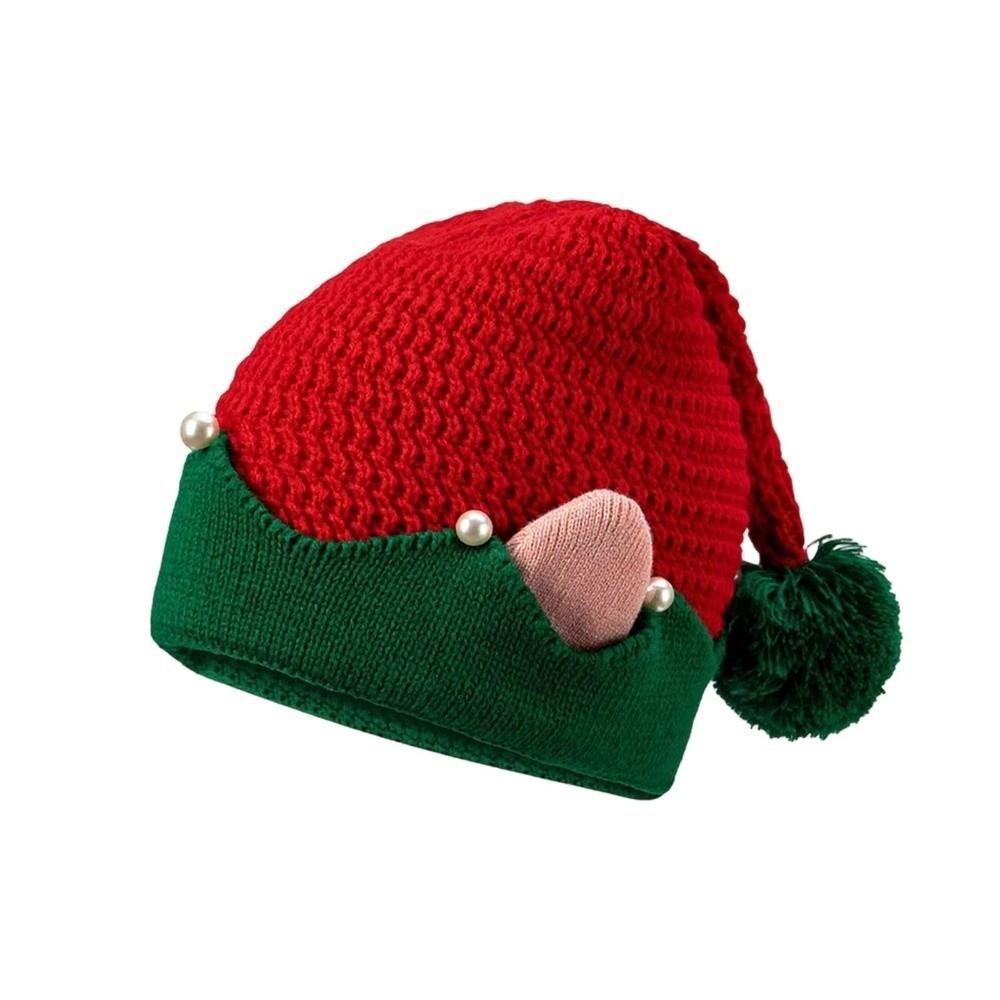 Striped Pattern Christmas Hat Knitted Knitted Hat Christmas Holiday Gift Elf Santa Cap  New Year