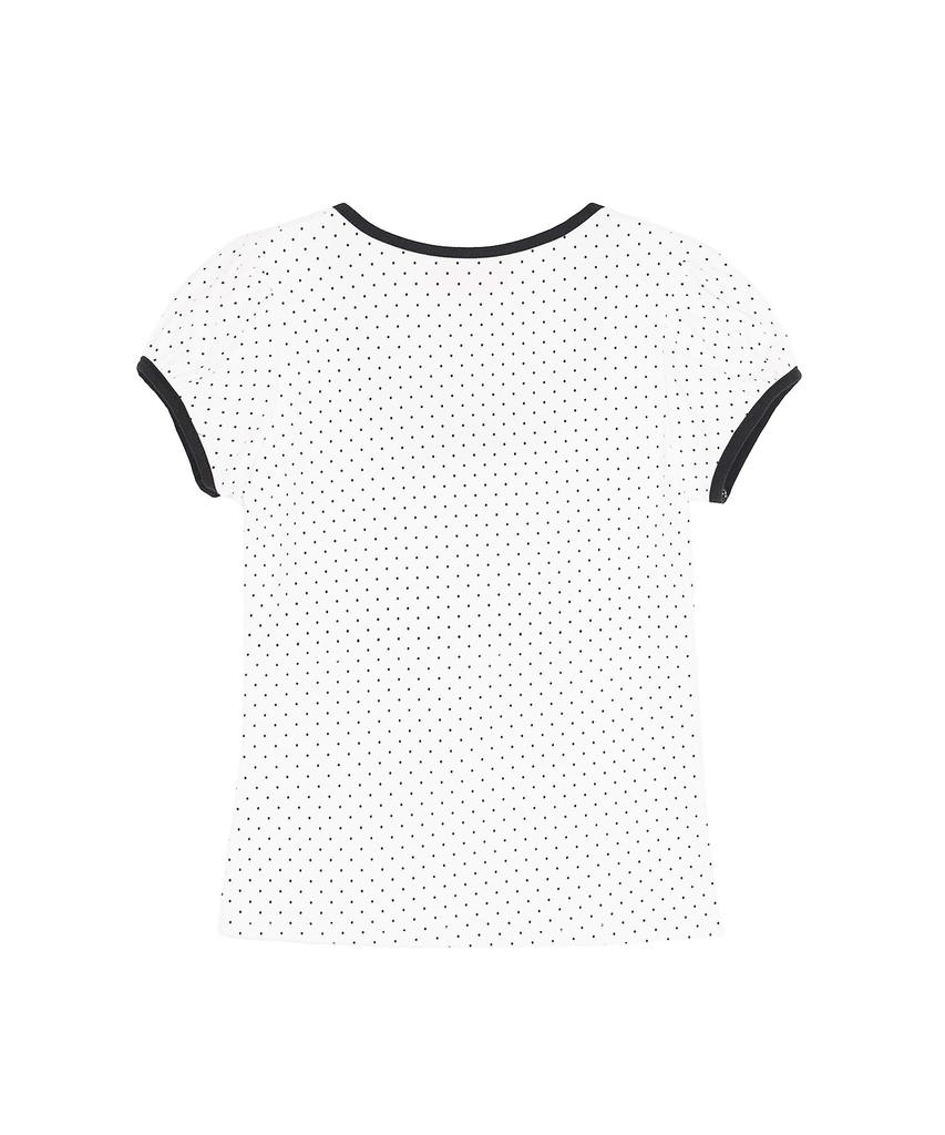 HIGH SCHOOL DISCO Puff Sleeve Dot Ribbon Short Sleeve T-Shirt White