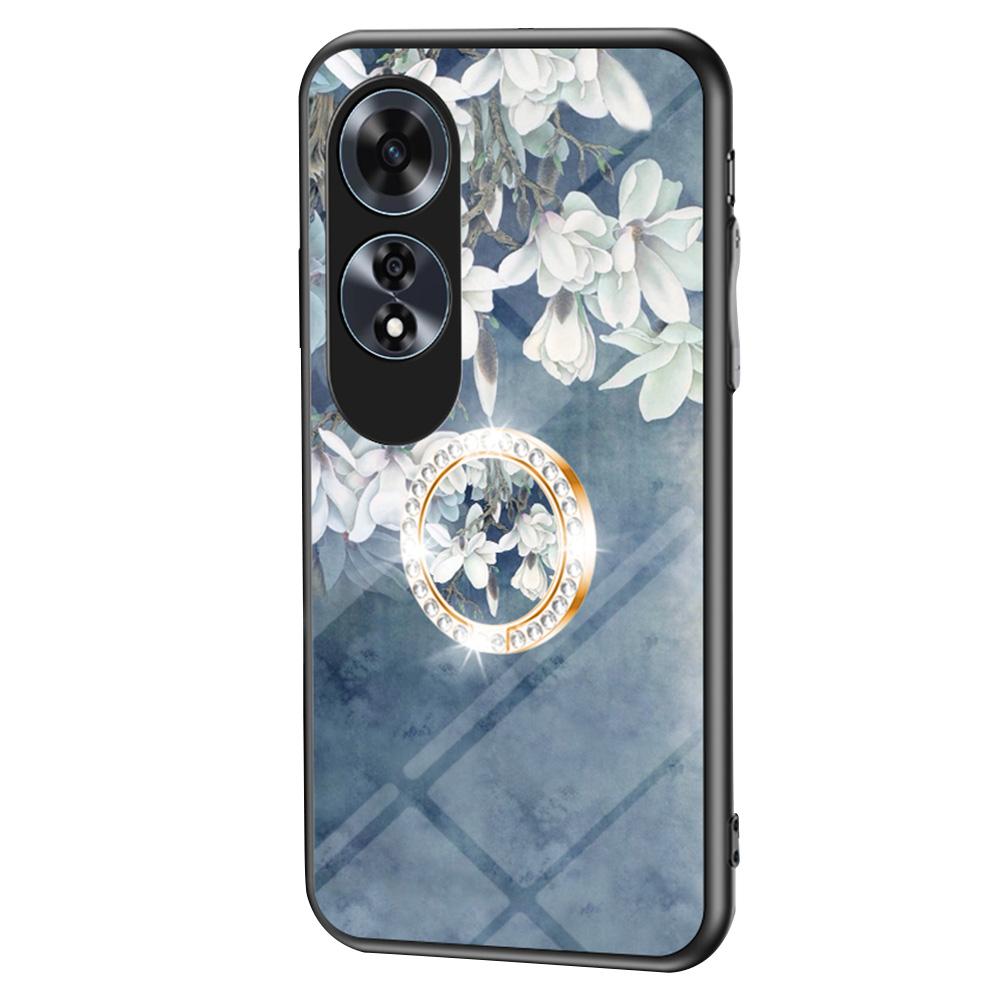 

For Oppo A60 4G Case Patterned Tempered Glas Phone Cover with Ring Kickstand Chinese Rose