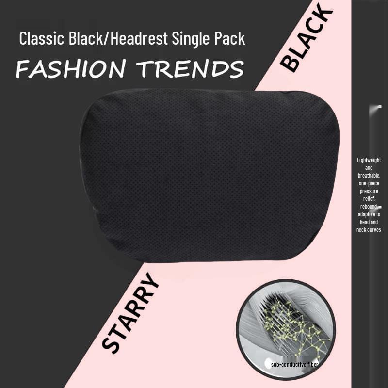 Adjustable Car Headrest & Lumbar Support - Breathable Suede, Perforated, Universal Neck Protection for Sedan Seats