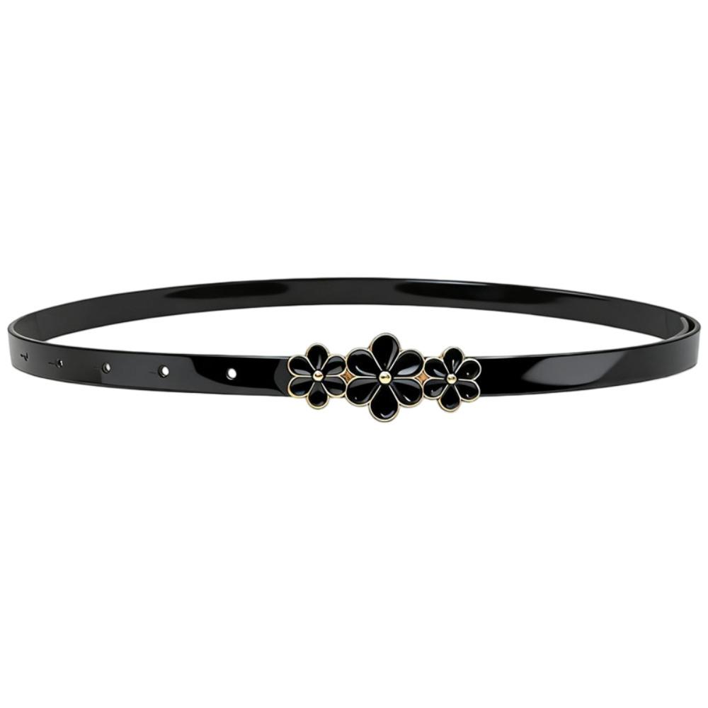 

Adjustable Flower Buckle Thin Leather Belt Sturdy Simple Women s Jeans Belt Comfortable Suit Trousers Vintage Belt