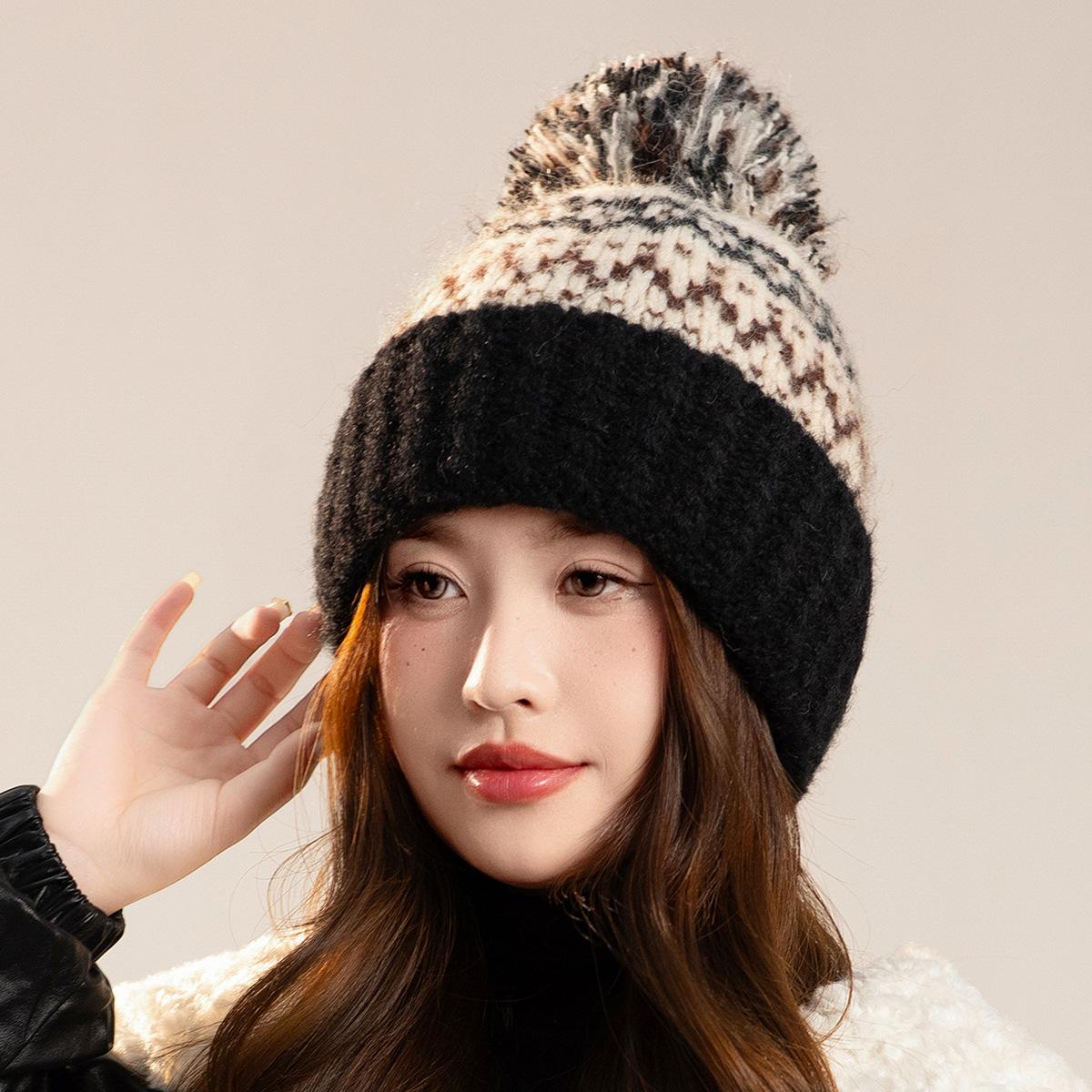 

Рождественская красная шапка осень и зима мужская и женская милая шапка бини из вязаной шерсти с помпоном теплозащита для ушей пуловер зимний One size