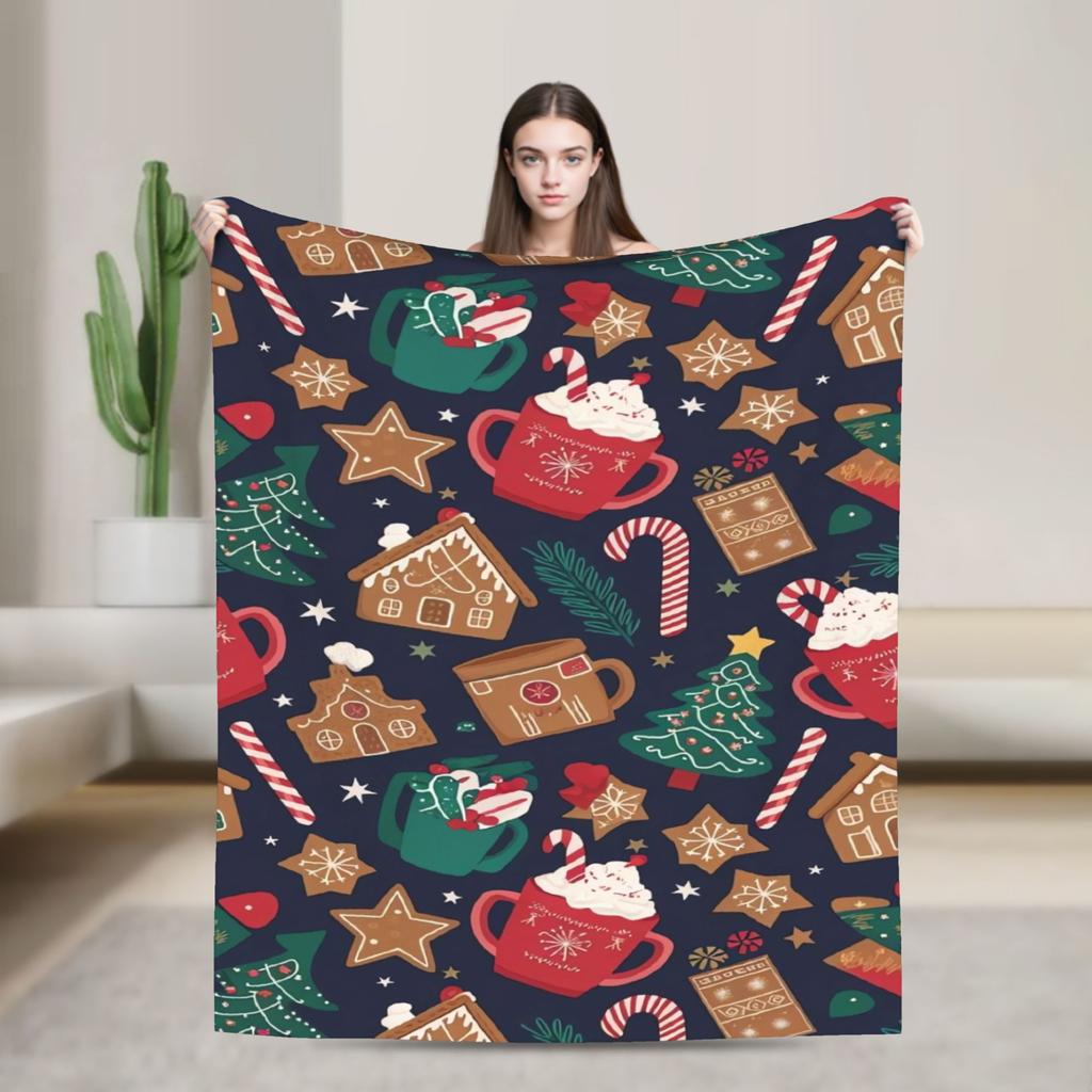 Plaid & Holiday Christmas  Flannel Blanket Autumn  Super Warm Bedding Throws for Kids Adult Bedroom Bedspread Sofa Bed Cover