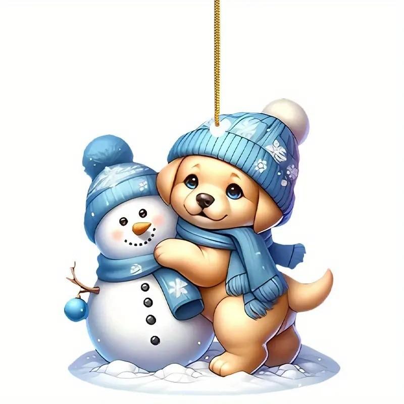 

Acrylic Delightful Snowman Car Pendant Great For Christmas Tree And Window Display