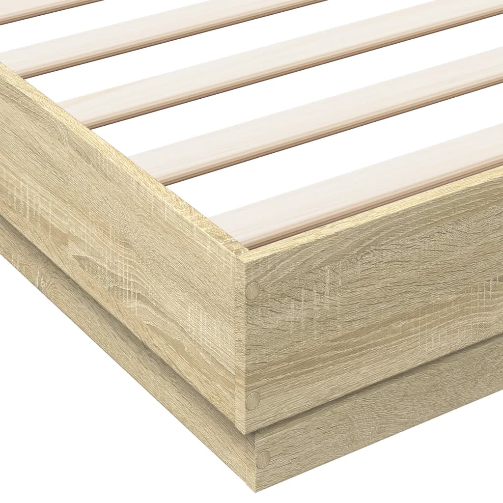 LED Bed Frame in Sonoma Oak 200x200 cm