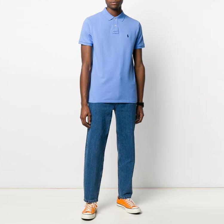 Polo Ralph Lauren Logo Embroidered Short Sleeve Polo Shirt Men tops Sky-Blue 710795080-015