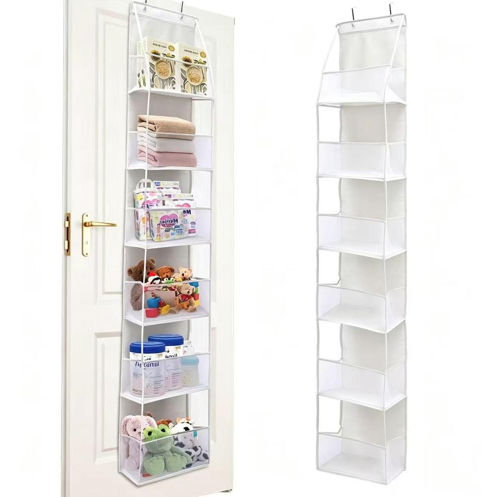 Wall-Mounted Mesh Storage Bag: Layered Hanging Organizer with Transparent Design