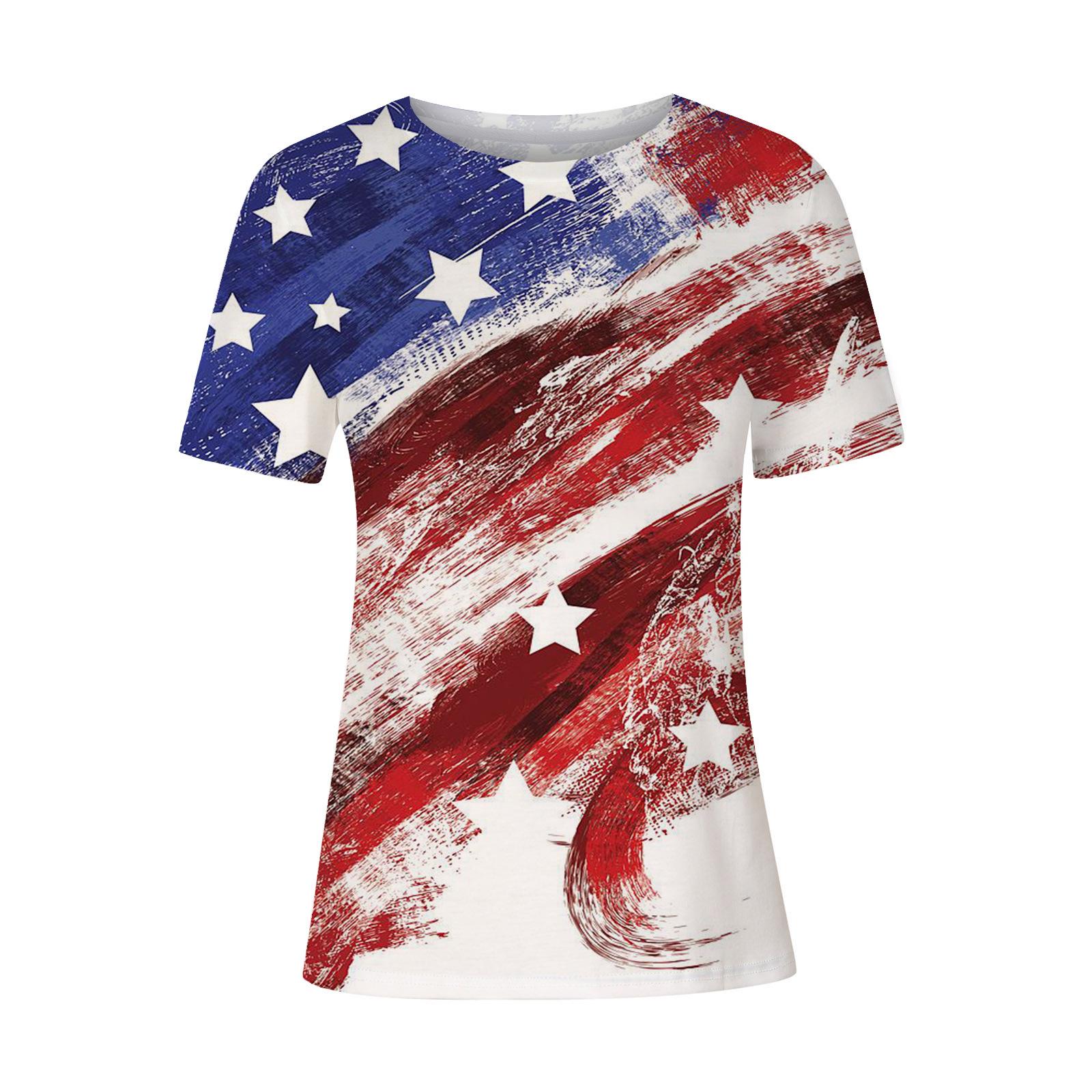 

XL-7XL Плюс Размер Футболка с 3D-принтом на тему Дня независимости Женская футболка с круглым вырезом и короткими рукавами 7XL