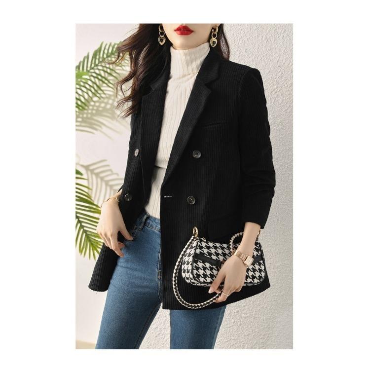 Retro Corduroy Suit Jacket for Women In Autumn / Winter, British Style Casual and Sophisticated Small Blazer with High-end Feel