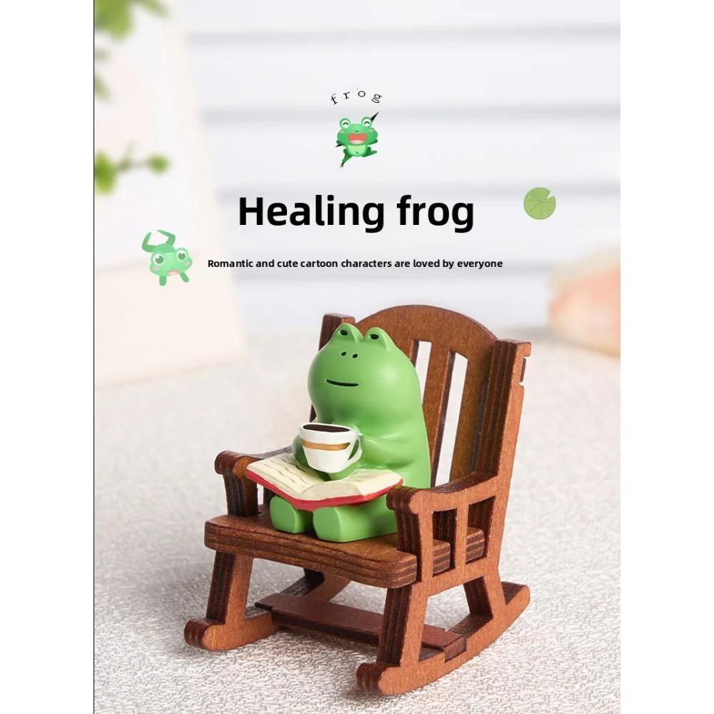 Adorable Mini Frog Resin Rocking Chair Designed for Home Office Car Desktop Decoration Accessories Great for Daily Use