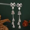 Bow-Set Diamond-Fringed Wind Chime Earrings For Women, Retro Ethnic Feng Shui Drop Elegant Temperament Earrings