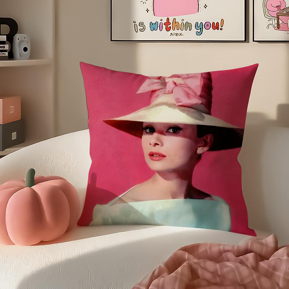 AAudrey Hepburn Cushion Cover Pillowcase Short Plush Invisible Zipper Room Sofa Cushion Cover