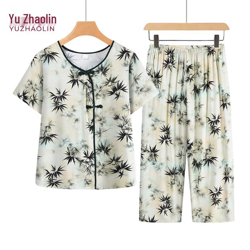 YUZHAOLIN Women s Casual Short-Sleeve Shirt Two-Piece Set 2XL