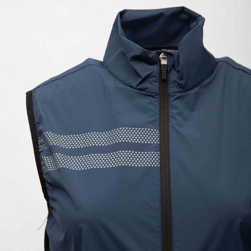 Navy Blue Technical Sports Vest with Stripes Funnel Neck Woman ROSSIGNOL