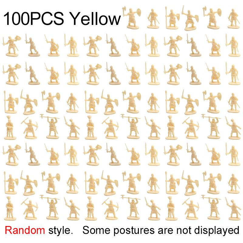 100PCS Ancient Warriors Soldier Miniatures Model 2.7CM Multiple Colors Available War Scene Different Postures Knight Soldier ZYF