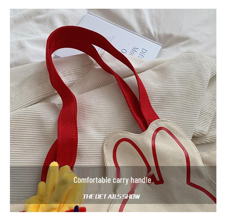 Charming Rabbit Canvas Tote: Large Capacity, Fresh Design, Women's Shoulder Bag 2025