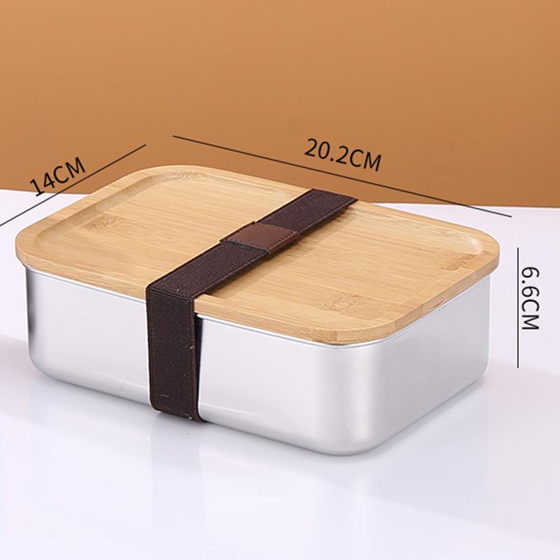304 Stainless Steel Bamboo Lid Lunch Box, Japanese Style Lid Preservation Box, Lunch Box, Lunch Box, Food Storage Box