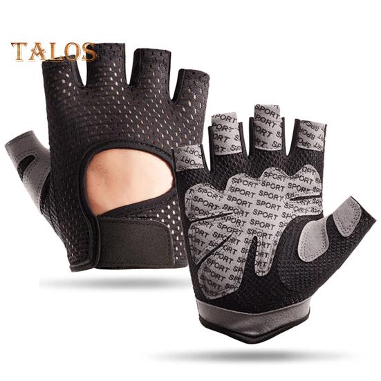 1 Pair Sport Gloves Hollow Mesh Half Finger Unisex Anti-slip Great Friction Wear-Resistant Full Palm Protection Weightlifting Cycling Workout Outdoor
