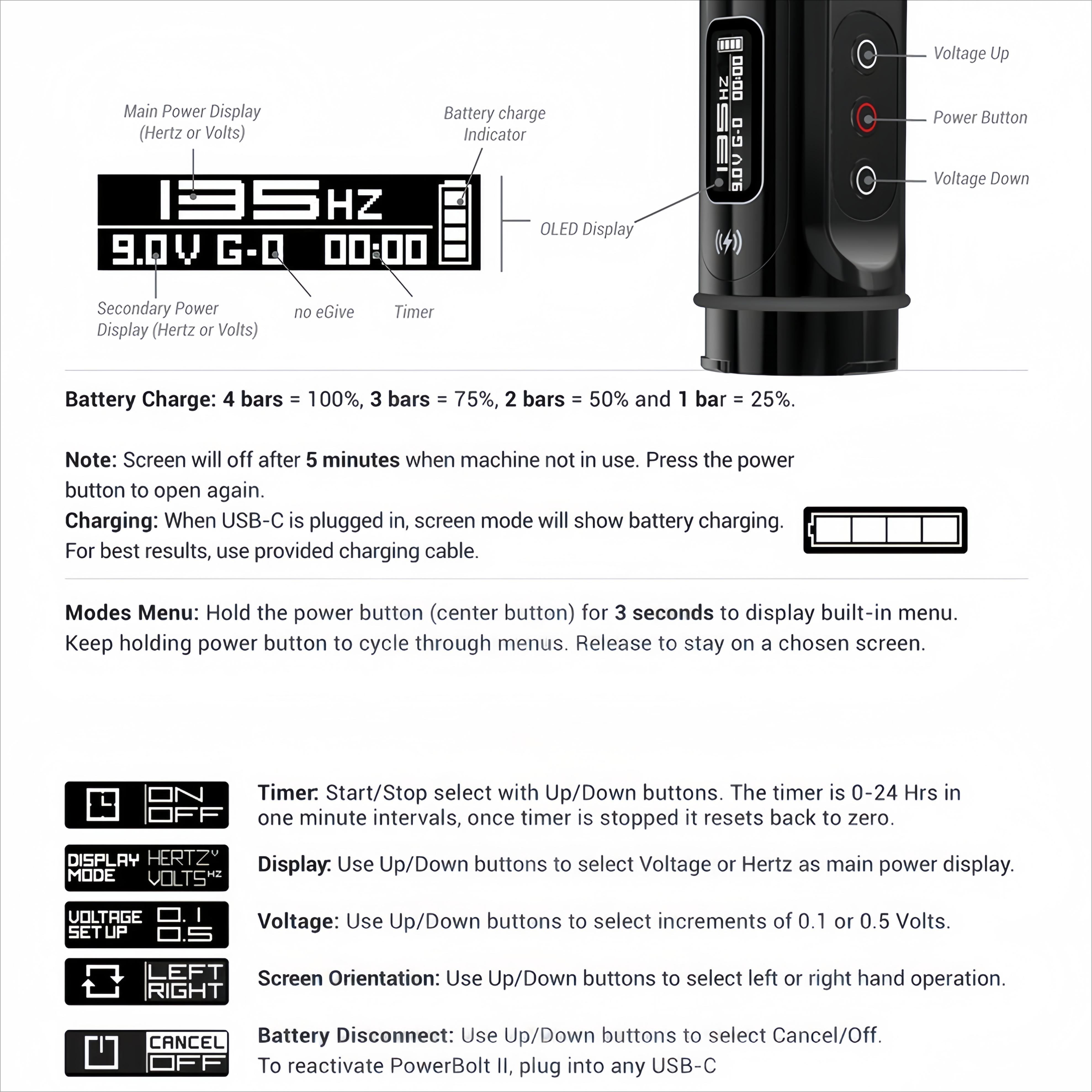 Беспроводная тату-машинка 4.0 Stroke 2000mAh Большая емкость литиевой батареи тату-ручка — фото 7