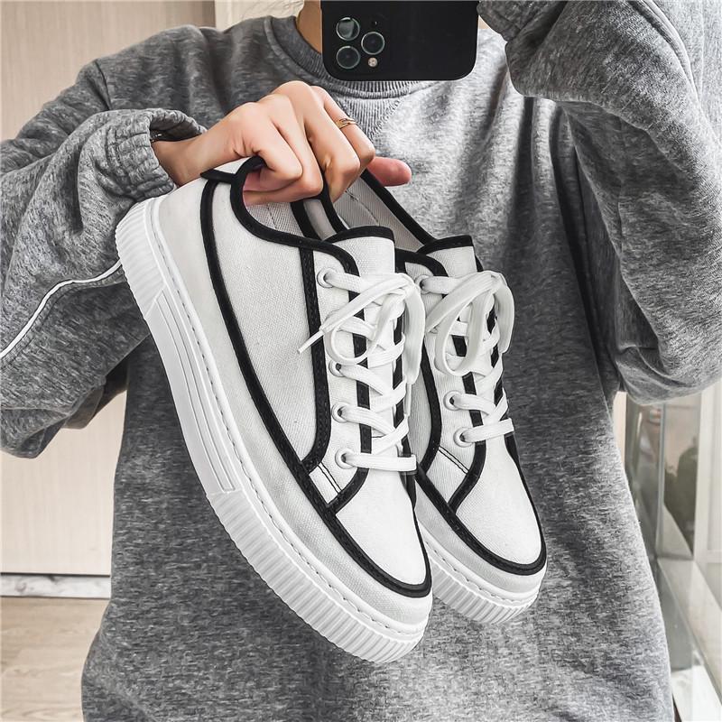 canvas spring and autumn new summer breathable casual board shoes student cloth shoes sports black trendy shoes