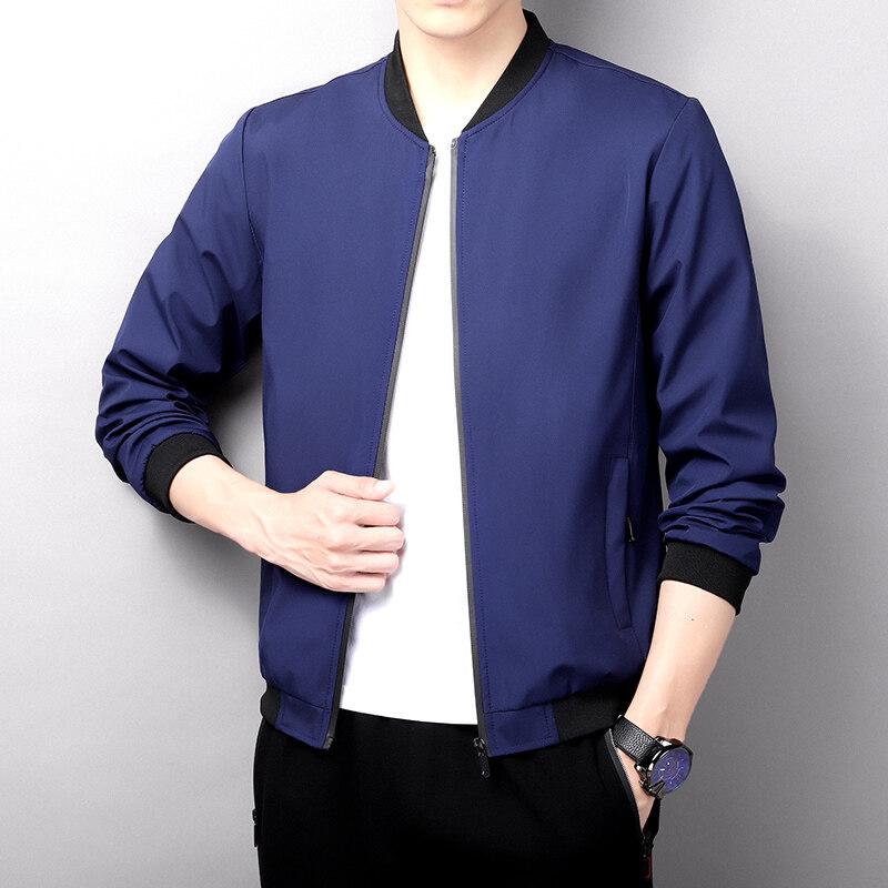 Men's jacket spring and autumn Korean version trendy casual top spring and autumn zipper pocket jacket men's baseball jersey men's solid color