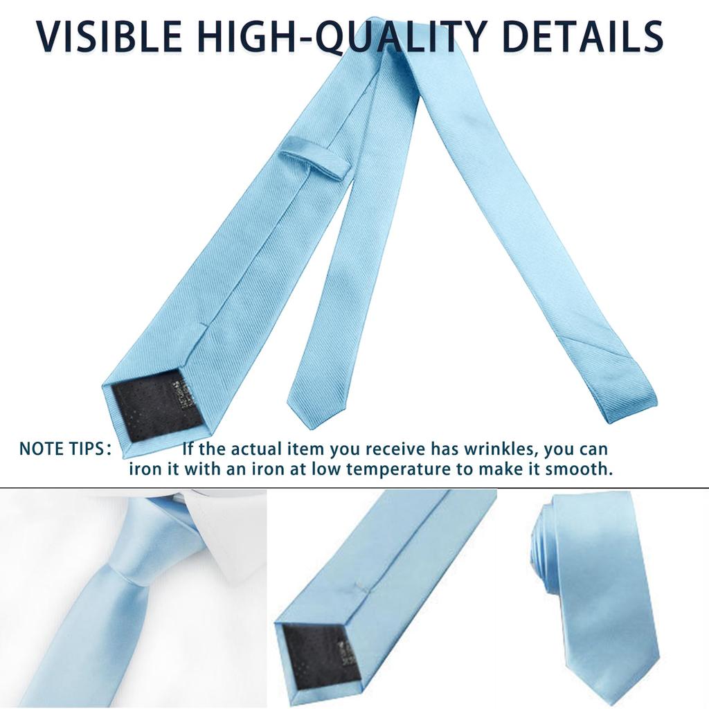 [Ohcol] Wedding Tie, Funeral Tie, Formal Business Tie, Funeral, Memorial Service, Men's Formal Wear, 3.15 inch (8 cm) width, Solid Blue Tie