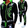 Men's Printed Hooded Sweatshirt and Pants Two-Piece Sportswear Set