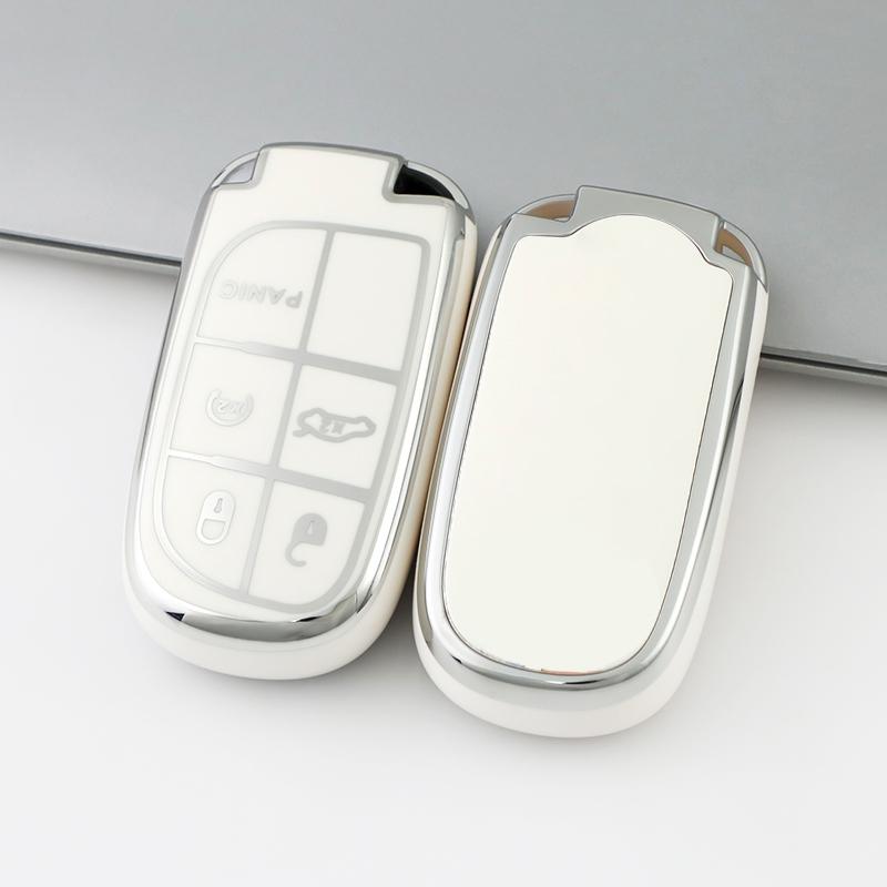 2/3/5 Buttons Silver Edge For Jeep Grand Cherokee Renegade Chrysler 300 Dodge RAM Challenger Journey Car Remote Key Case Cover Accessories