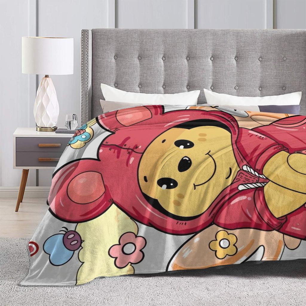 Winnie The Pooh Flannel Blankets Cute Cartoon Awesome Throw Blanket for Home 125*100cm Quilt