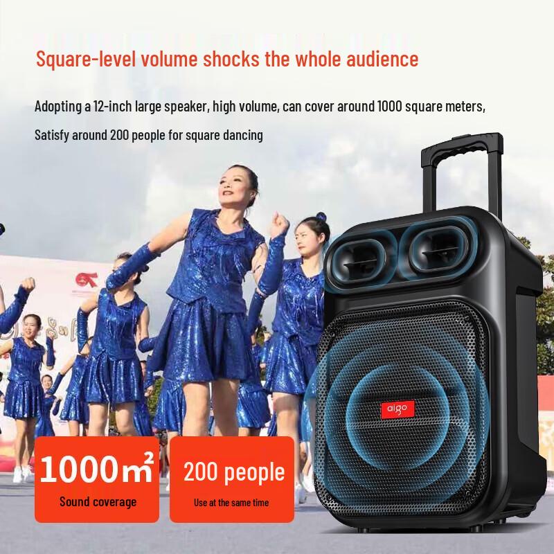 Aigo S56 12-inch Portable Bluetooth Trolley Speaker with Microphone CN plug (adapter included)