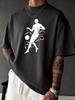 Unisex Black Crew Neck Tee Star Figure Silhouette Print Loose Oversized Short Sleeve Unisexs Streetwear Summer Casual Basic Top