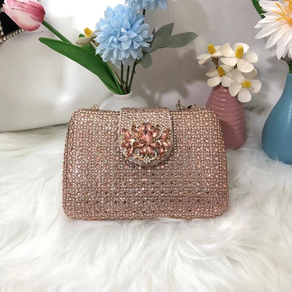 Square Rainbow Handset Diamond Clutch Bag