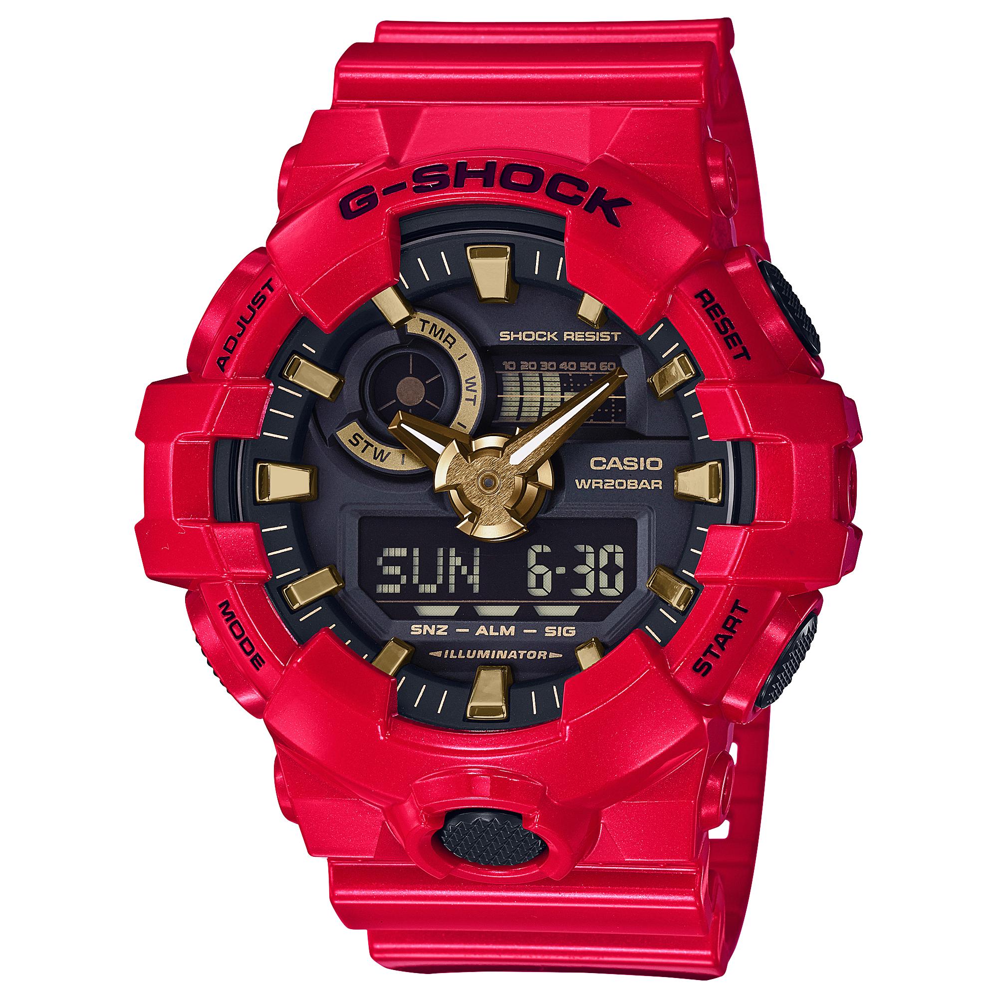 

Casio Men s Resin 200M Water Resistant Analog Shock Resistant Quartz Watch GA-700CX-4A красный