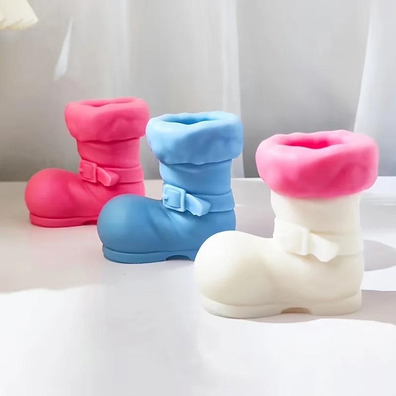 DIY Christmas Boots Scented Candle Silicone Mold Boots Plaster Resin Soy Wax Mould Snow Boots Shoes Molds Christmas Gift