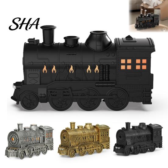 Dual Mode Mist Diffuser for Yoga Vintage Steam Train Aroma Diffuser, 300ml Ultrasonic Cool Humidifier with Decorative Air Christmas Gift LED