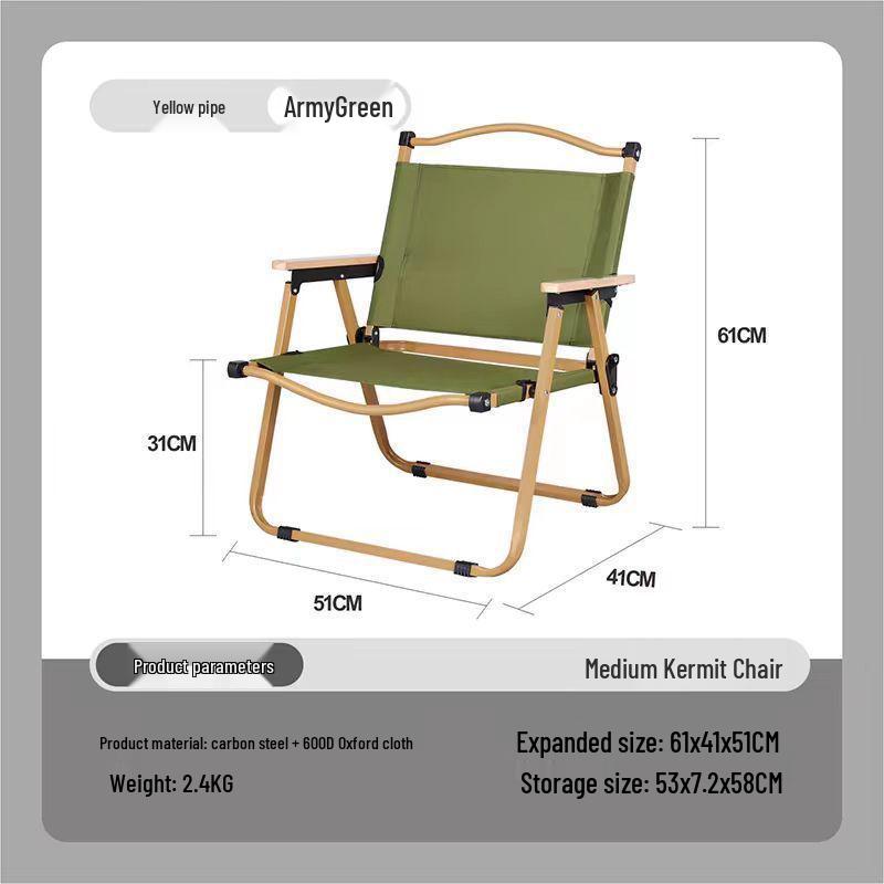 Přenosné skládací venkovní křeslo s opěrkou pro kempování, piknik, grilování, rybaření a kreslení