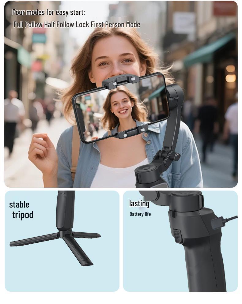 Tragbarer Drei-Achsen-Gimbal: Mobiler Stabilisator für flüssige Kurzvideos und Live-Streams