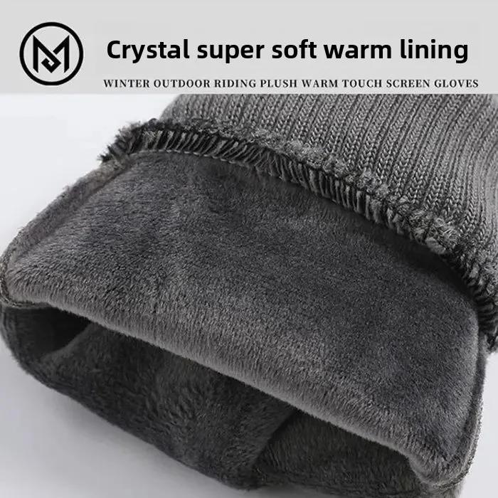 1 Pair Vintage Windproof Touch Screen Gloves Thick Wear-resistant Cycling Gloves Winter Full Finger Warmer Glove Cycling Sports