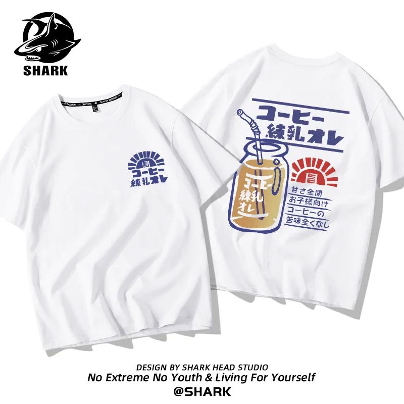 Summer Fashion Heavyweight Retro Men's English Letters 100% Cotton Printed Round Neck High-quality Casual Fitness Street T-shirt