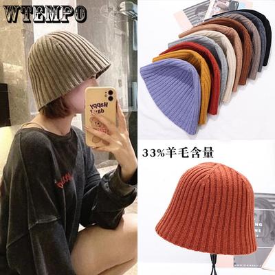 Damen Herbst- und Winter Unifarbene Strickmütze Warme Mütze Einfache und Niedliche Fischerhut