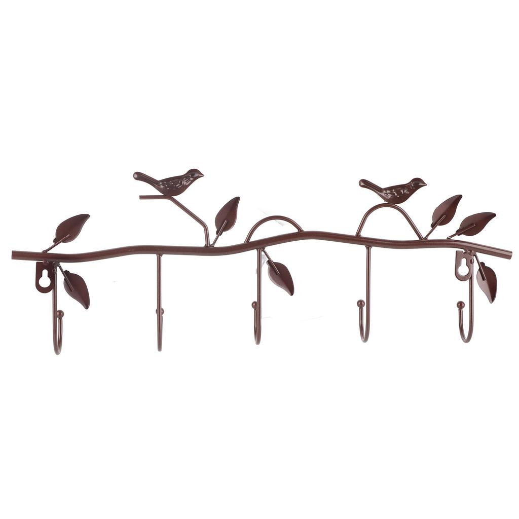 Wall Mount Hook Iron Material Durable Hook with Leaf Bird Decor for Clothes Hats Keys Coats Towels
