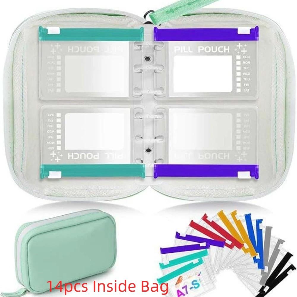 7/14PCS Portable Waterproof Pill Pouch Set Leakproof Zippered Pouches 7-Day Pill Organizer Moisture-proof PU Leather