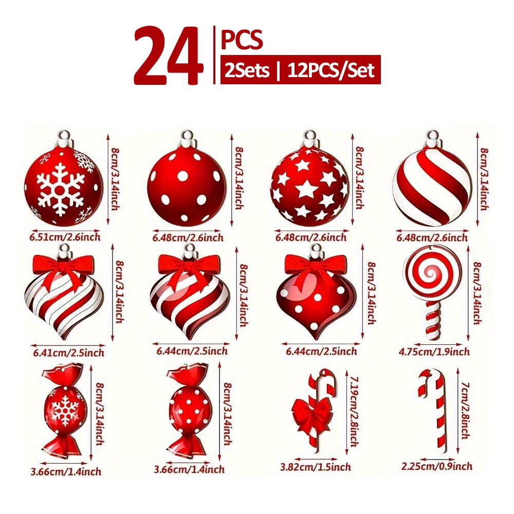 

24PCS/36PCS Wooden Christmas Hanging Ornaments Set for Christmas Tree Decorations Christmas Eve Party Decorations Cute Design