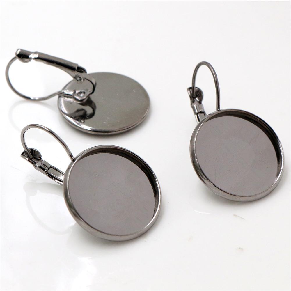 18mm 10pcs 9 Colors Plated French Lever Back Earrings Blank/Base,Fit 18mm Glass Cabochons,Buttons;Earring Bezels